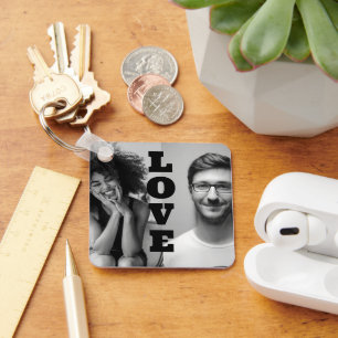White and Black Photo Couples Valentines gift  Key Ring
