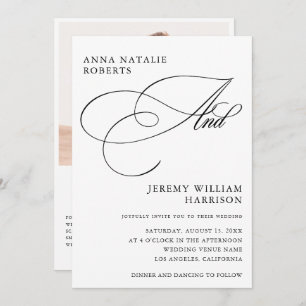 White and Black Photo Script And QR Code Wedding Invitation