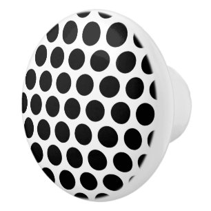 White and Black Polka Dot Ceramic Knob