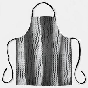 White and black polka-dot fabric apron