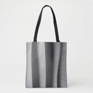 White and black polka-dot fabric tote bag