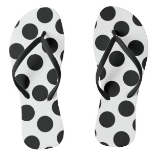 White and Black Polka Dot Flip Flops