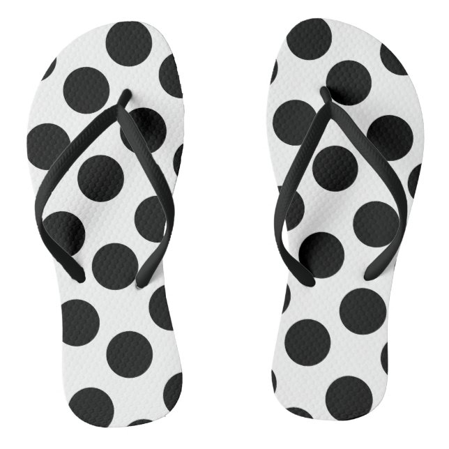White and Black Polka Dot Flip Flops (Footbed)