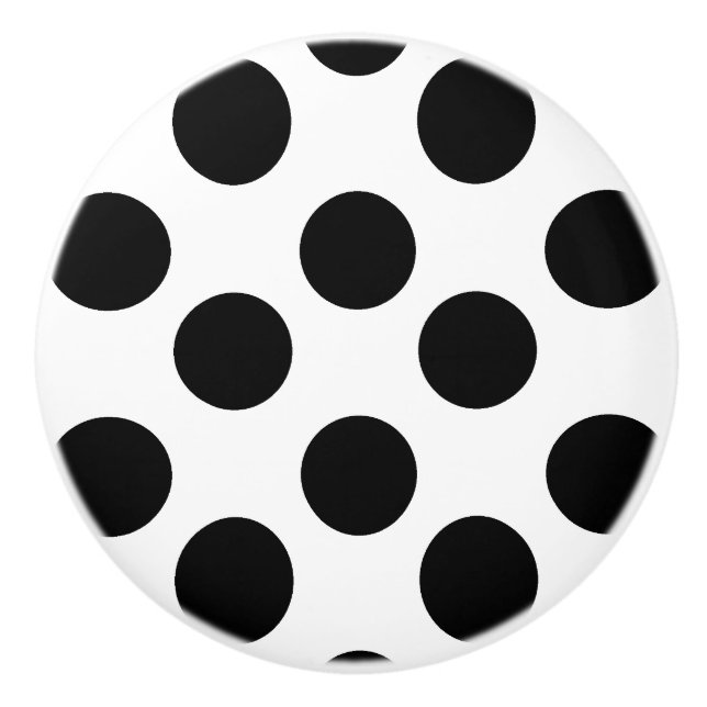 White and Black Polka Dot Furniture Knob (Front)