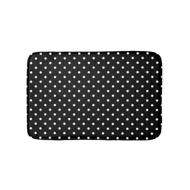 White and Black Polka Dot Pattern Bath Mat (Front)