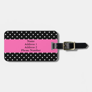 White and Black Polka Dot Pattern Luggage Tag