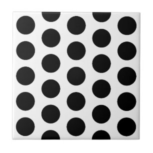 WHITE AND BLACK POLKA DOT STYLISH SIMPLE CUSTOM CERAMIC TILE