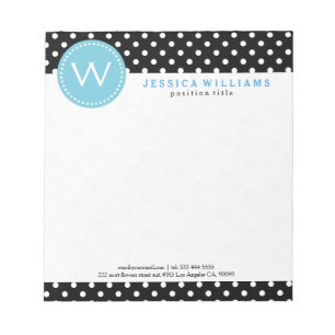 White And Black Polkadots With Blue Accent Notepad