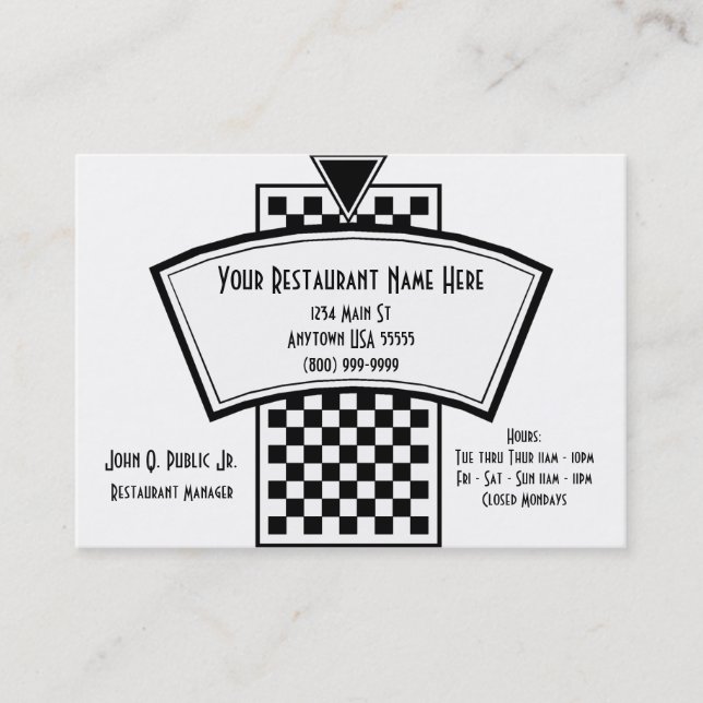 White And Black Restaurant Business Cards (Front)