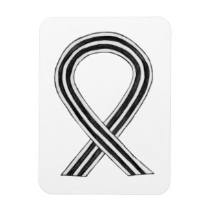 White and Black Ribbon Racism Awareness Magnets