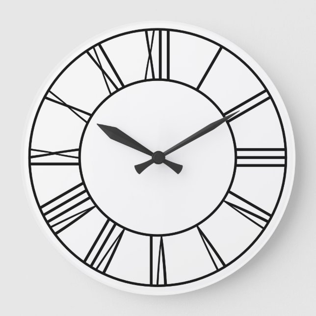 White and Black Ring Roman Numerals Large Clock (Front)