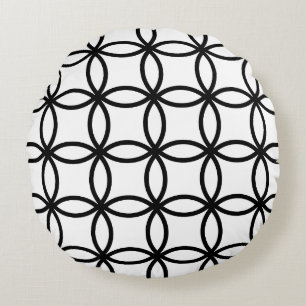 White and Black Rings Round Cushion