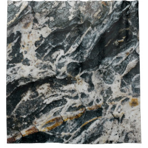 White and black rock formation shower curtain