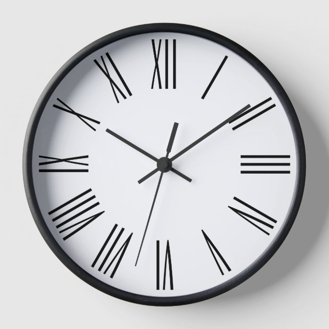 White and Black Roman Numerals Empire Clock (Front)