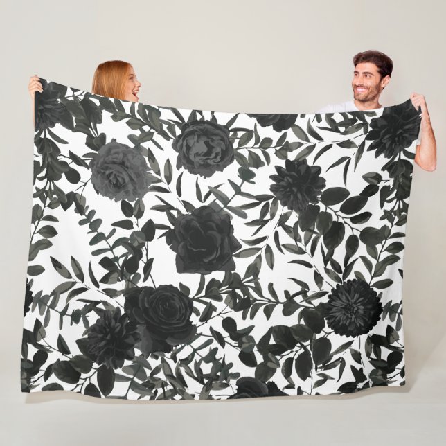 White and Black Rose Gothic Wedding Blanket (In Situ)
