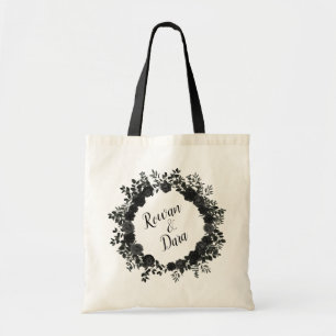 White and Black Rose Gothic Wedding Gift Tote Bag