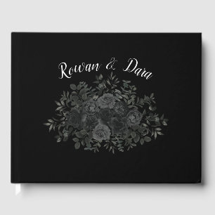 White and Black Rose Gothic Wedding Guest Book