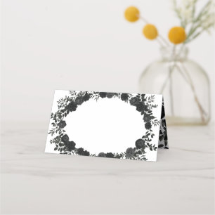 White and Black Rose Gothic Wedding Place Cards