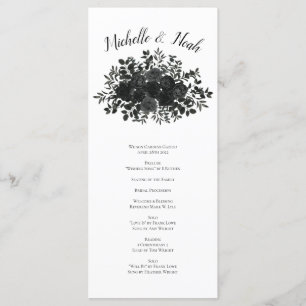 White and Black Rose Gothic Wedding Programs