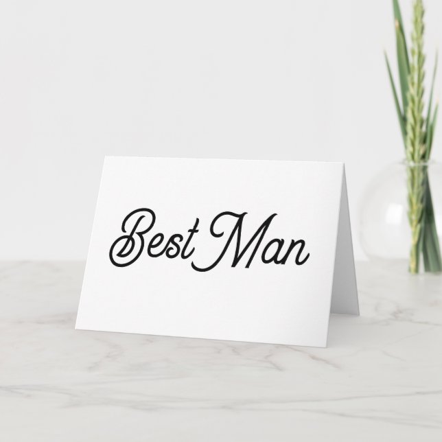 White and Black Script Best Man Card (Front)