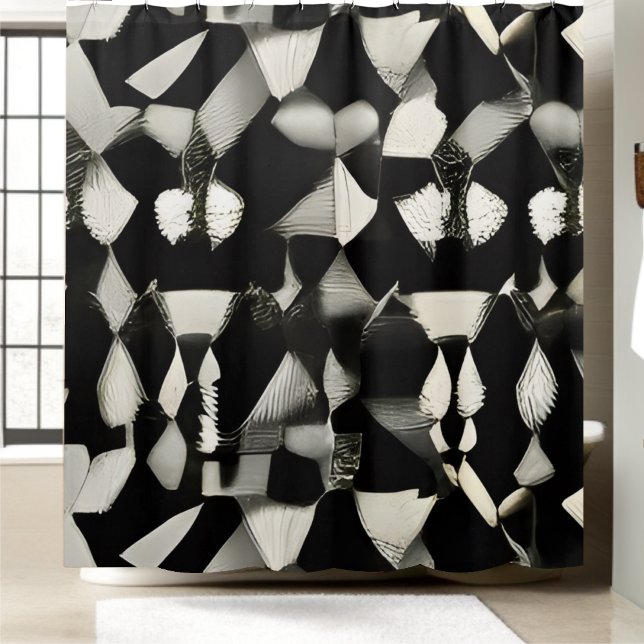 White and Black Shower Curtain (Creator Uploaded)