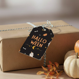 White and Black Simple Halloween  Gift Tags