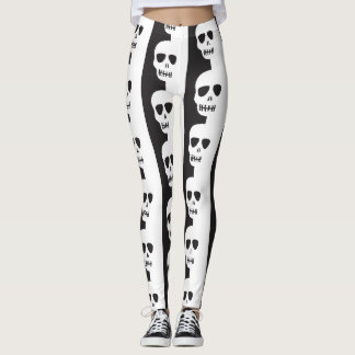 White and black Skulls pattern Leggings