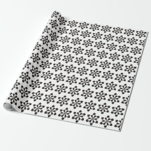 White and Black Snowflake Pattern Wrapping Paper