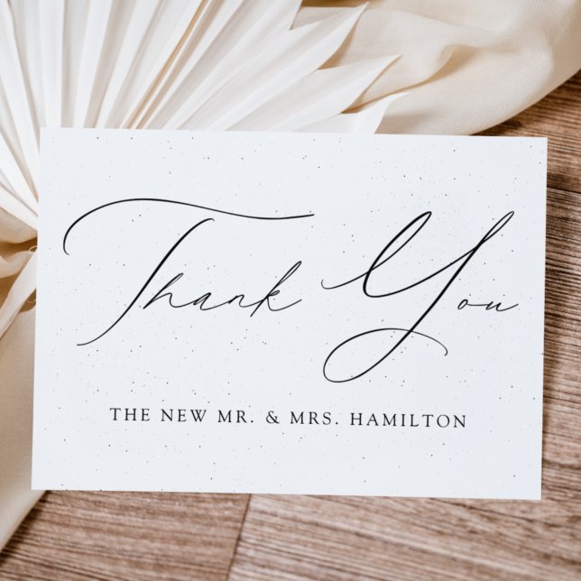 White and Black Speckled Wedding Thank You Card (Creator Uploaded)