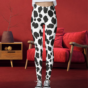 White And Black Spots Pattern Safari Leopard Print Leggings