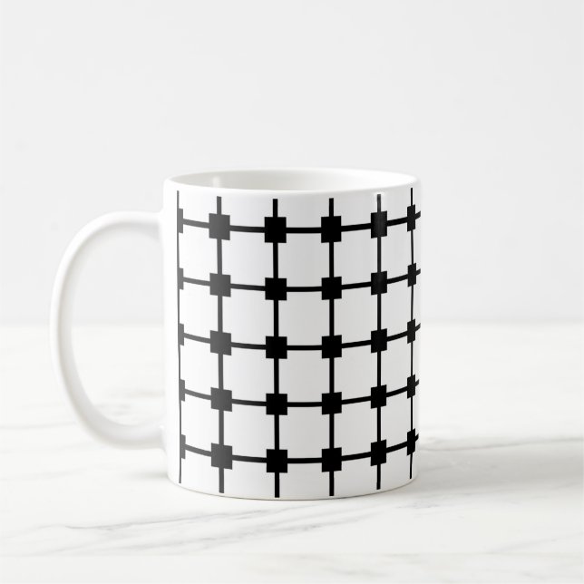 White and Black Square Patterns Modern Monochrome  Coffee Mug (Left)