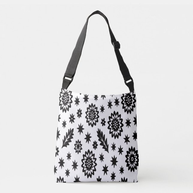 White and Black Stars Crossbody Bag (Front)