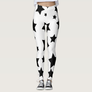 white and black stars leggings