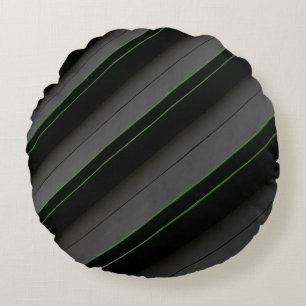 White and black stripe textile round cushion