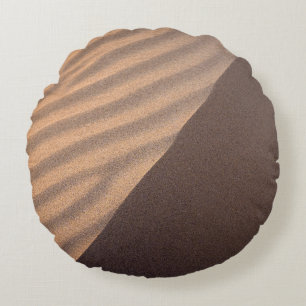 White and black stripe textile round cushion