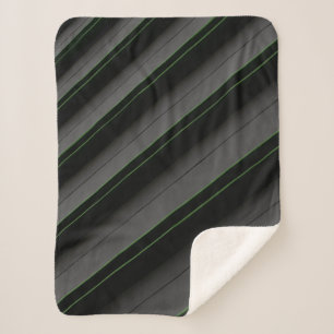 White and black stripe textile sherpa blanket