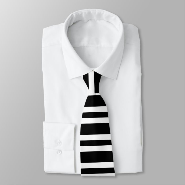 White and Black Stripe Tie (Tied)