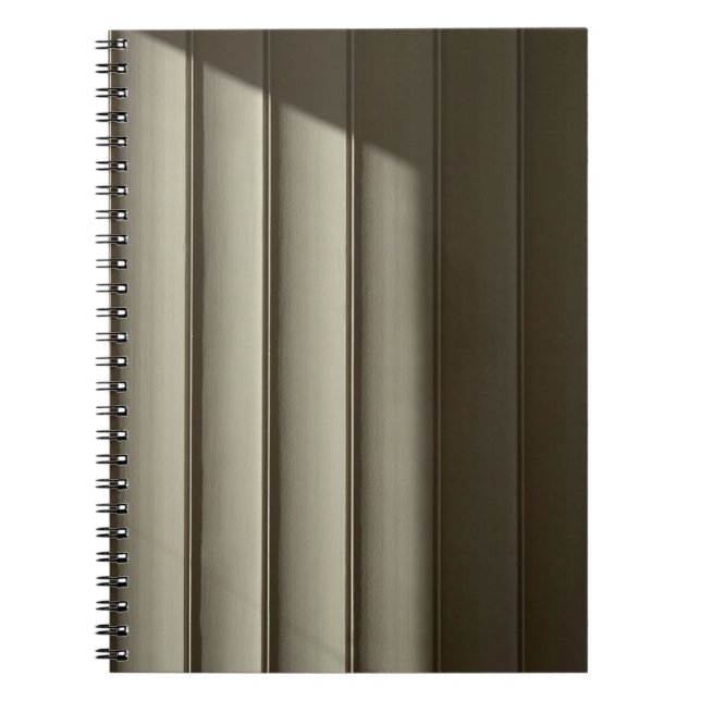 White and black striped textile notebook (Front)