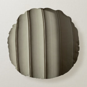 White and black striped textile round cushion