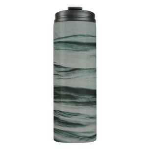 White and black striped textile thermal tumbler