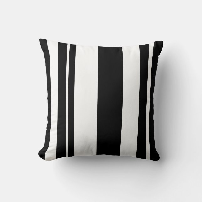 White and Black Striped throw pillow (Front)