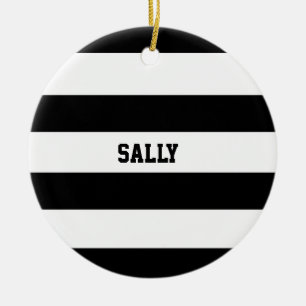 White and black stripes ceramic ornament