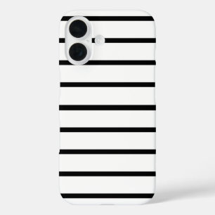 White and Black Stripes Design iPhone 16 Case