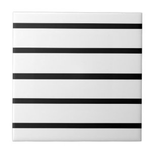 White and Black Stripes Design Ceramic Tile