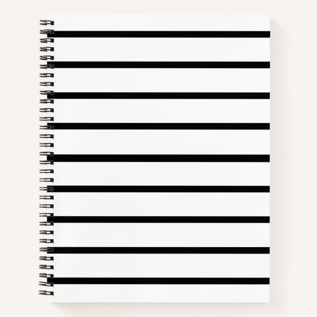 White and Black Stripes Design Notebook (Front)