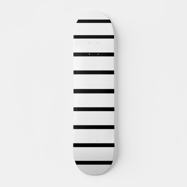 White and Black Stripes Design Skateboard (Front)