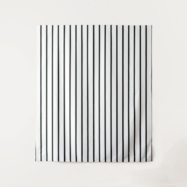 White and Black Stripes Design Tapestry (Front)