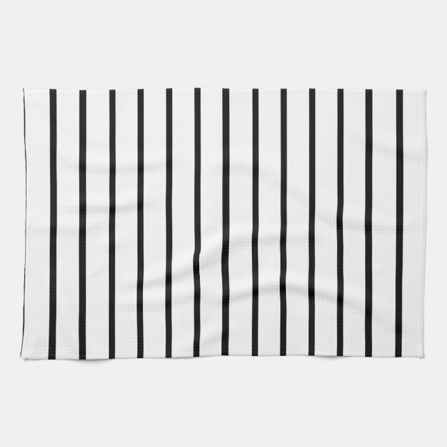 White and Black Stripes Design Tea Towel (Horizontal)