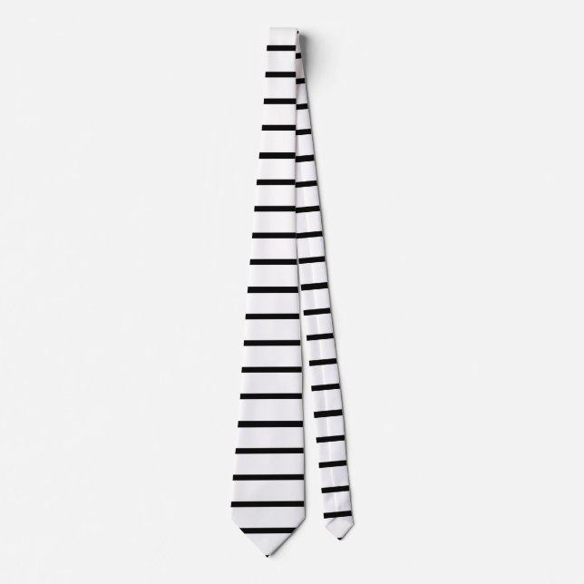 White and Black Stripes Design Tie (Front)