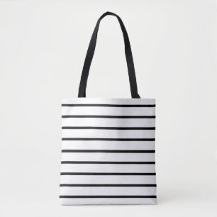White and Black Stripes Design Tote Bag